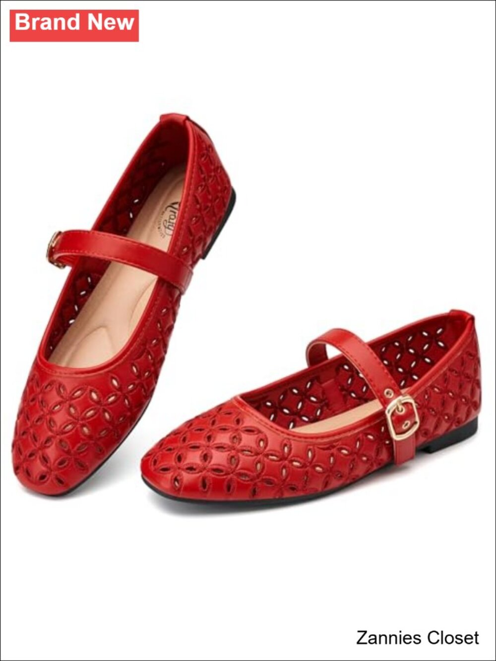 ✨ Mary Jane Flats Women Hollow Ballet Flats Round Toe Ankle Strap Comfortable